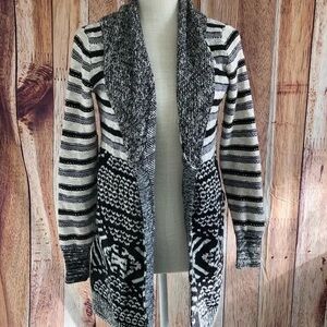 Ecote Black and White Striped Cardigan